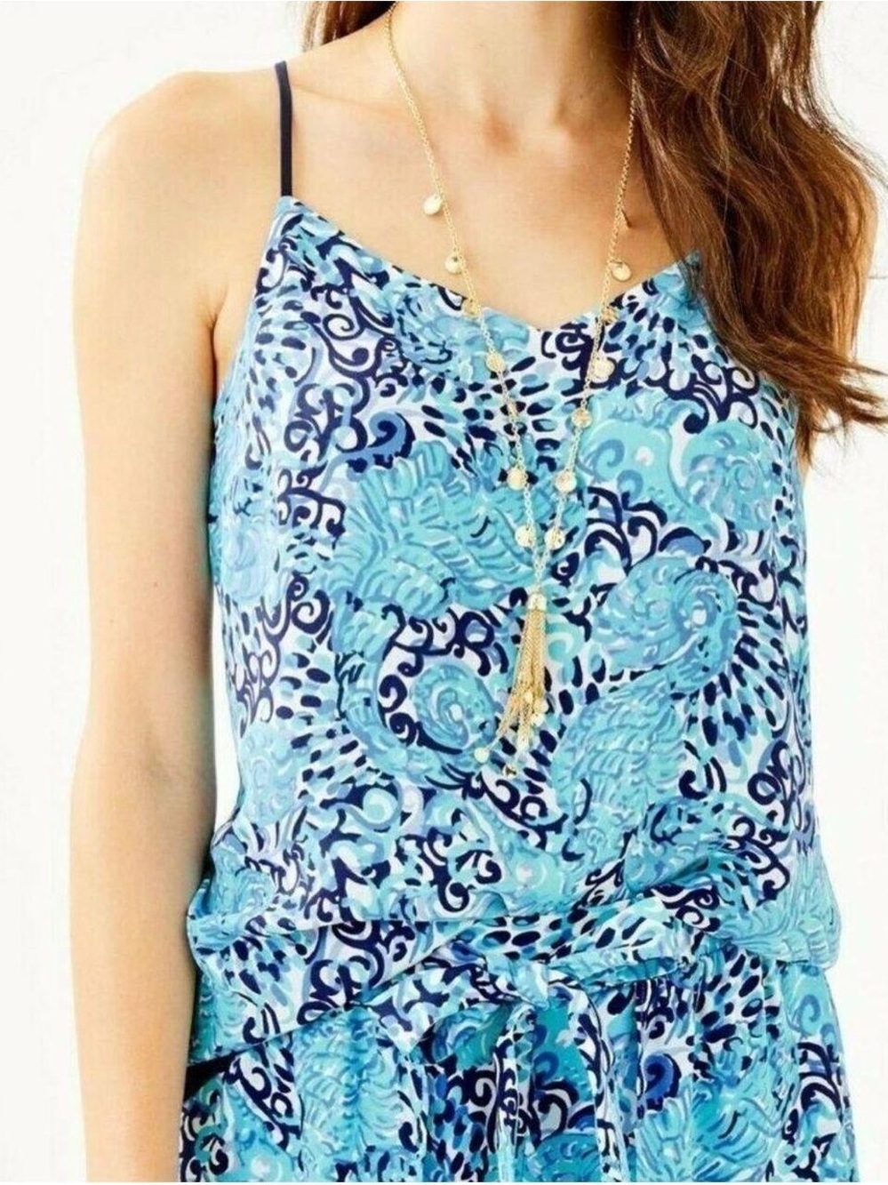 Lilly Pulitzer Reversible Dusk Top in Light Aqua Print NWT